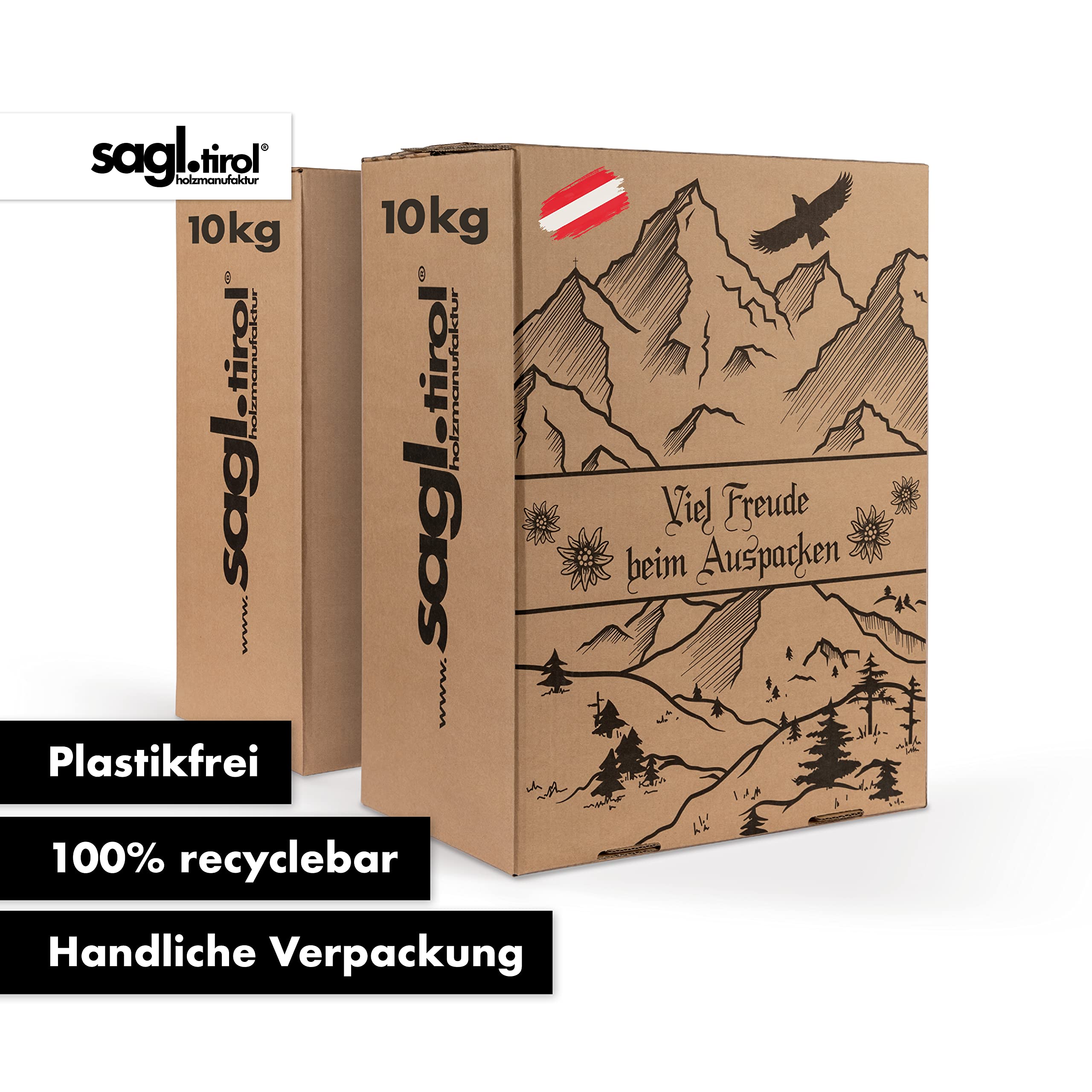 Holzbriketts aus Nadel Holz im Karton I 20 kg I Ø 7cm I 100% Nadelholz aus Österreich Regional und Ökologisch Hergestellt I Natürliches Brikett mit hohem Heizwert I Ohne Bindemittelzusätze