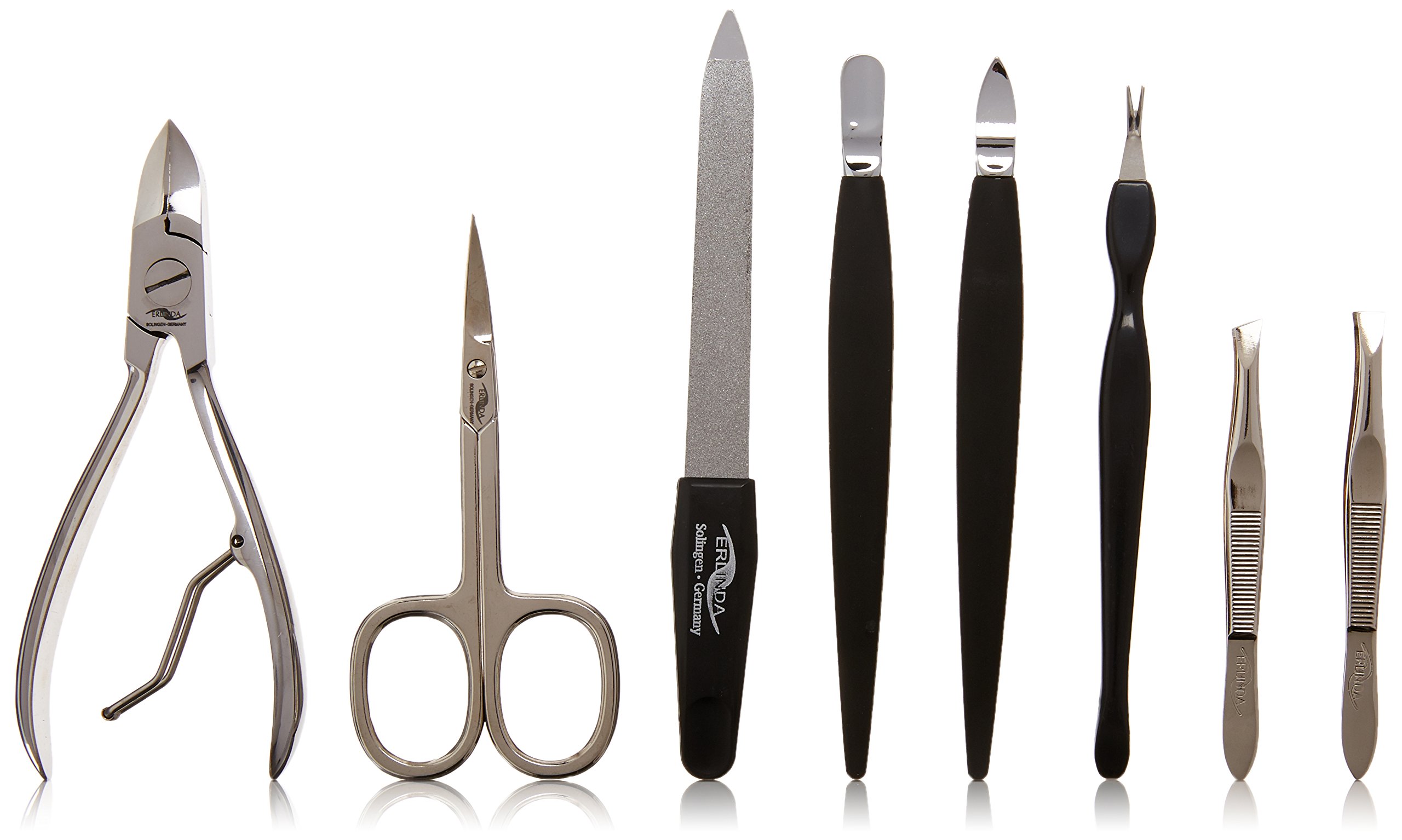 Budd Leather Company Men's Solingen Chrome 8 Piece Manicure Set, Black, 1 Pound