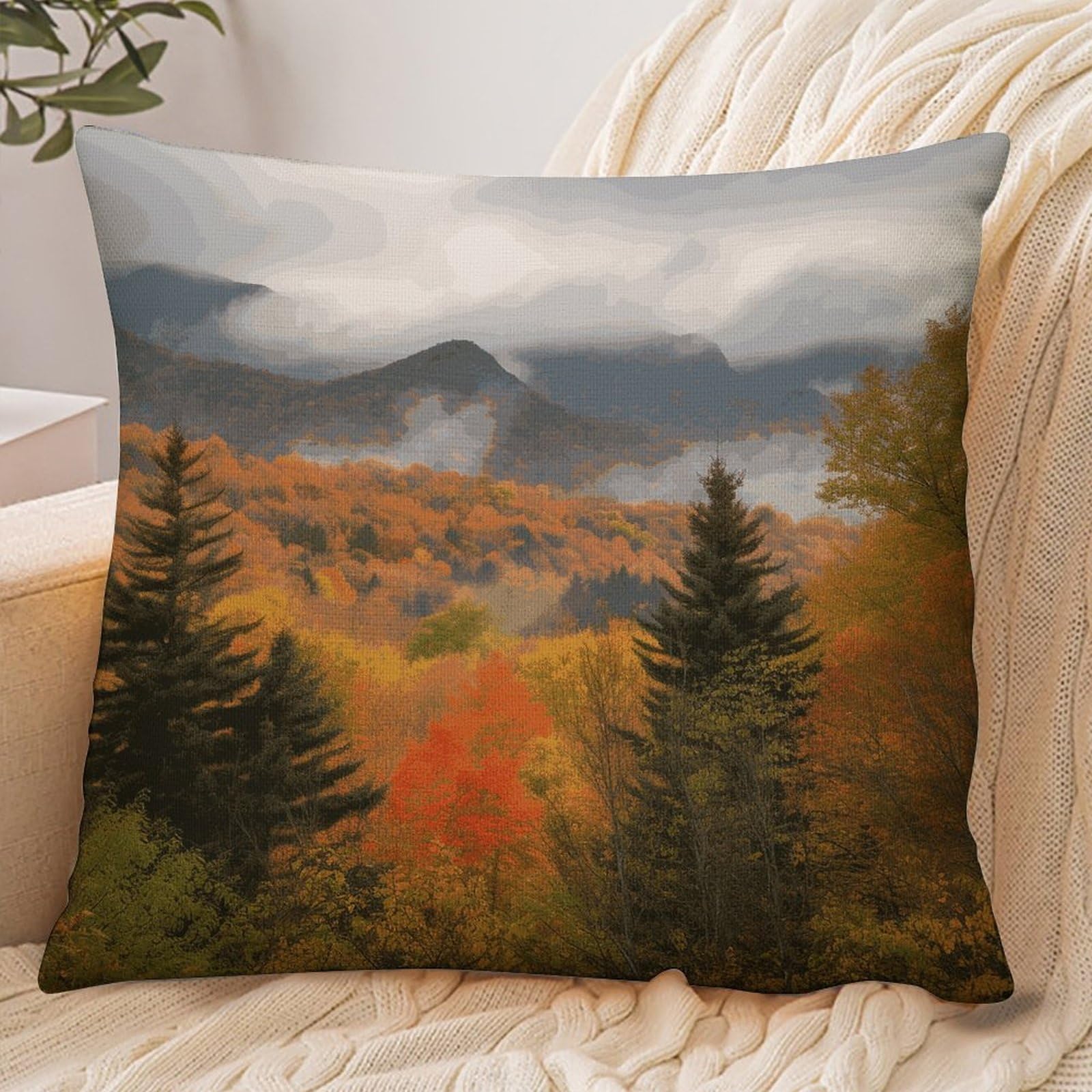 Fekiloot Style Autumn Foliage Mountains Pillowcase Pillow Sham Pillow Case