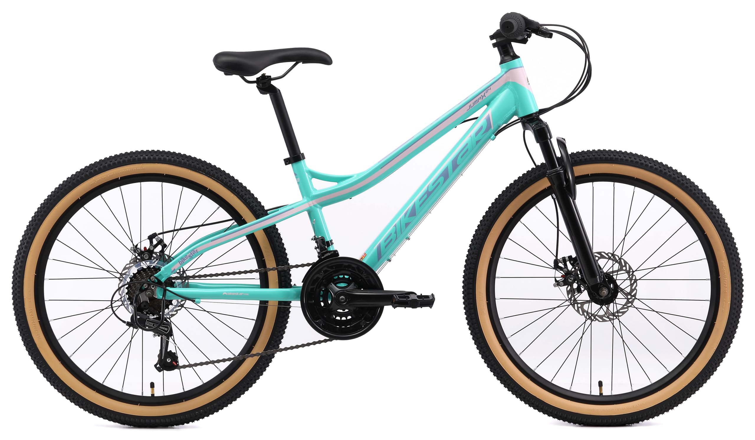 BIKESTAR Alu Mountainbike Jugendfahrrad 24 Zoll ab 9-14 Jahre Hardtail | 21 Gang Shimano Schaltung, Scheibenbremse, Federgabel | Kinder Fahrrad | Risikofrei Testen