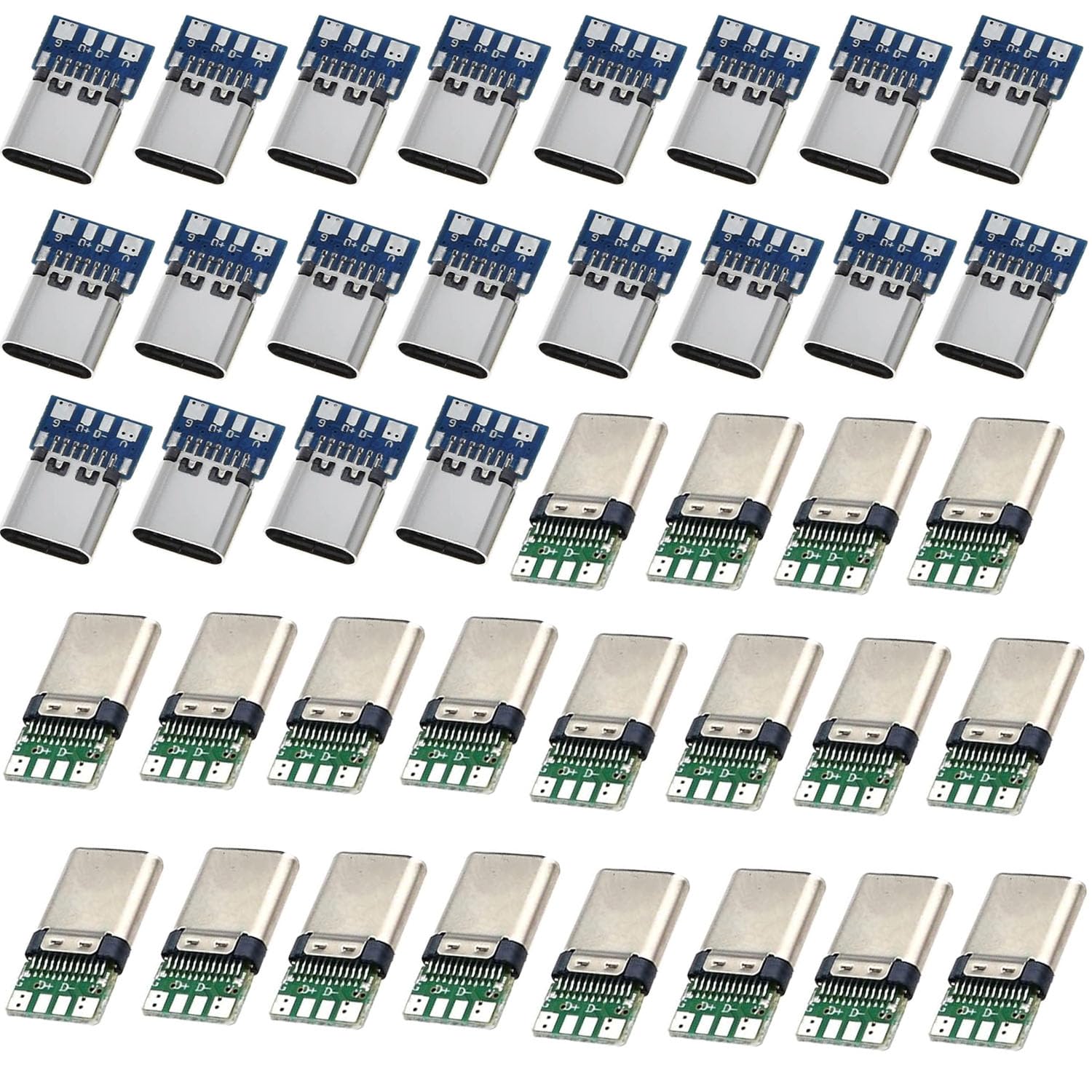 40 Connettori USB-C Maschio E Femmina Da Saldare, 20+20, Per PCB, Fai Da Te, Ricarica 3A, Corrente 20V, SMD