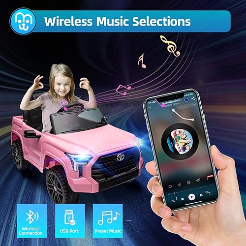 Miniatura 4 de Toyota Tundra - Auto eléctrico con licencia para niños, batería de 12 V, 7 Ah, camión eléctrico, control remoto, Bluetooth, música, reproductor de