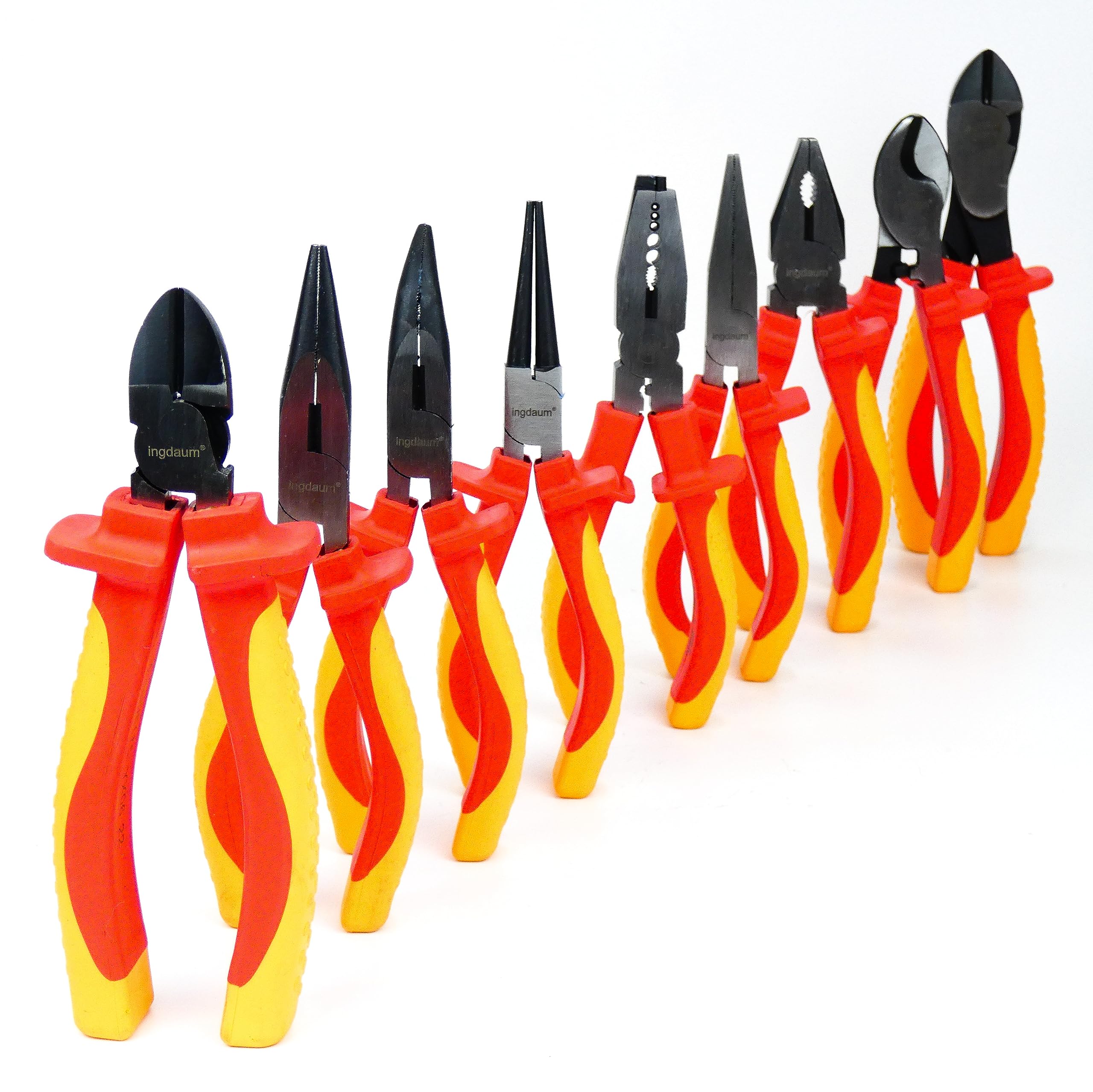 Set di Pinze VDE 9 Pezzi Isolate 1000V IEC 60900 | Tronchesi, Pinza Universale, Crimpatrice, Pinze a Becchi e Piatta, Pinza Tonda e Tagliacavi