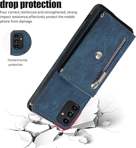 Miniatura 6 de Asuwish Funda para teléfono Samsung Galaxy A13 5G con correa cruzada para la muñeca, cordón para tarjeta de crédito, soporte de cuero para celular