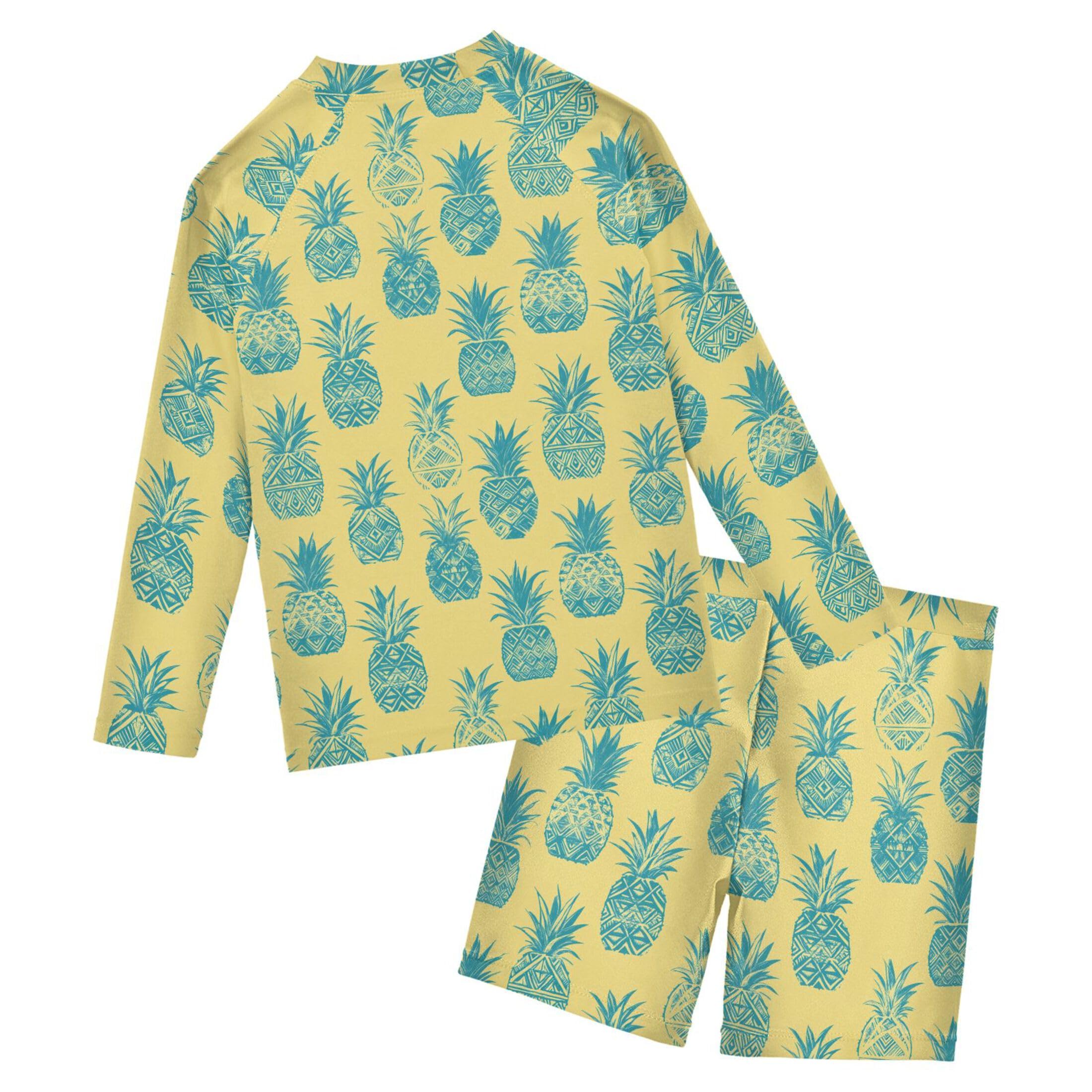 Pineapple Fruit Baby Boys' Toddler Long Sleeved Rashguard Swim Bathing Suit Set B0404312