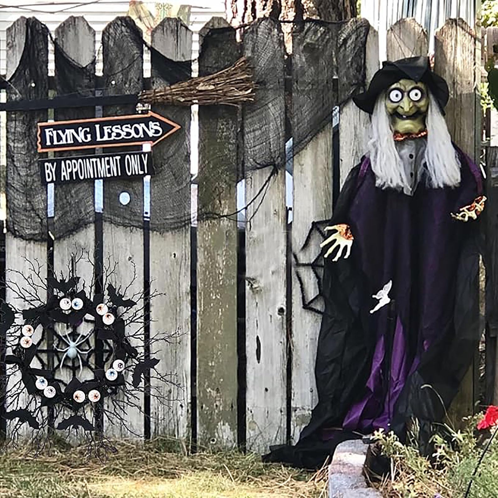 Corona de Halloween con Adorno de Esqueleto y Murciélagos