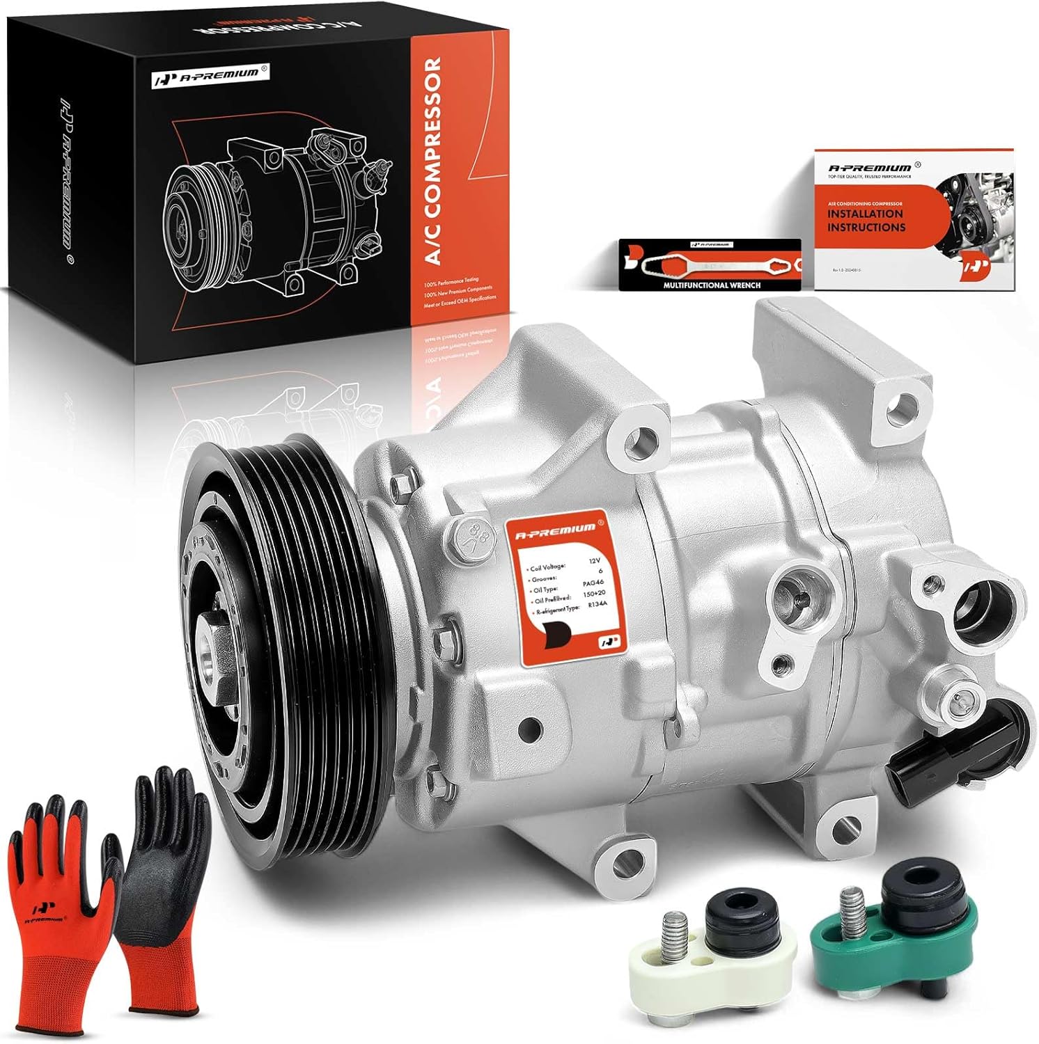 A-Premium Air Conditioner AC Compressor with Clutch Compatible with Hyundai Sonata 2.0L 2.4L 2015-2017, GAS