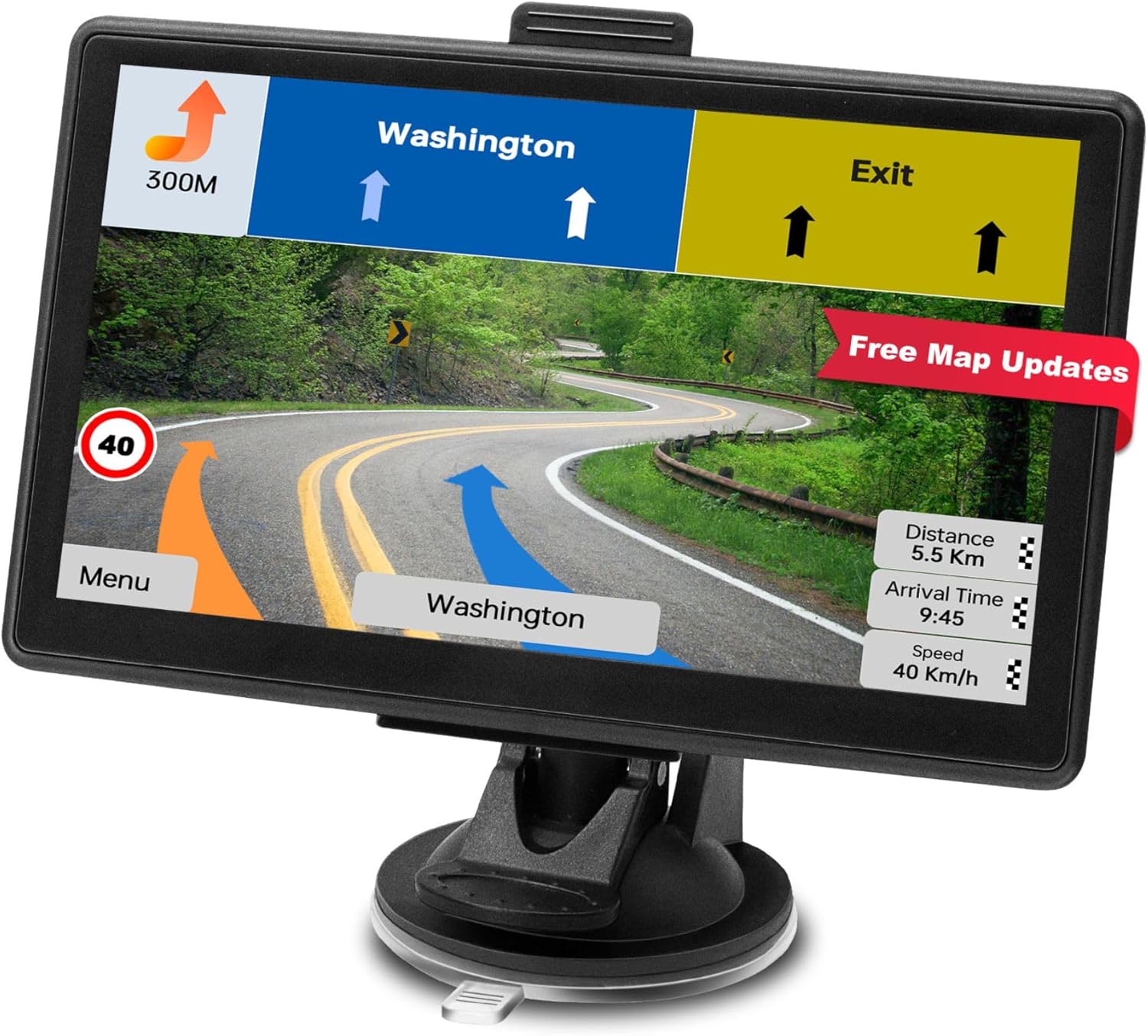 GPS Navigator for Car with 2025 Maps Free Lifetime Update, 7 Inch Car GPS Navigation System for Truck Commercial Drivers with POI/ZIP Search, Voice Turn Guidance, Speedcam Light Alerts, FM, 7 Vehicles