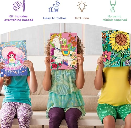 Miniatura 25 de Volmop Paquete de 3 pinturas por números para niños de 8 a 12 años, 10 x 8 pulgadas, lienzo enmarcado con 17 pinturas acrílicas y 6 pinceles Fox