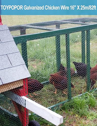 Miniatura 9 de TOYPOPOR Alambre de pollo de 16 x 600 pulgadas (15.7 in x 49.2 ft), malla de alambre galvanizado hexagonal antioxidante para exteriores, para