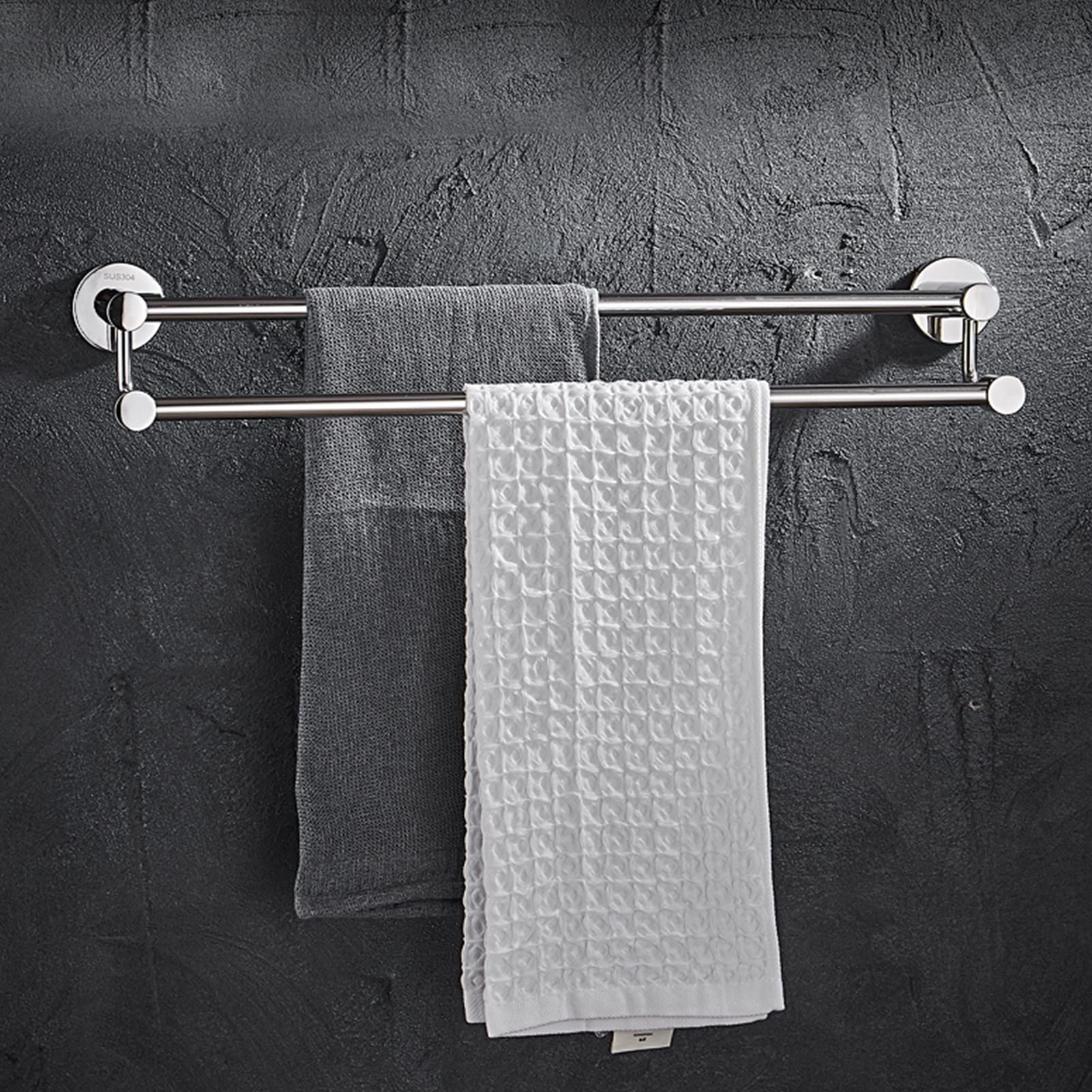 Portasciugamani Ad Anello Quadrato In Acciaio Inox SUS 304 - Finitura Nero Opaco, Per Bagno Moderno, Dimensioni 180x72x148 Mm, Fissaggio A Parete