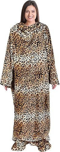 Miniatura 7 de Catalonia Manta de vellón para llevar puesta, con mangas y compartimientos para los pies, para mujeres y hombres, manta de microfelpa cómoda y