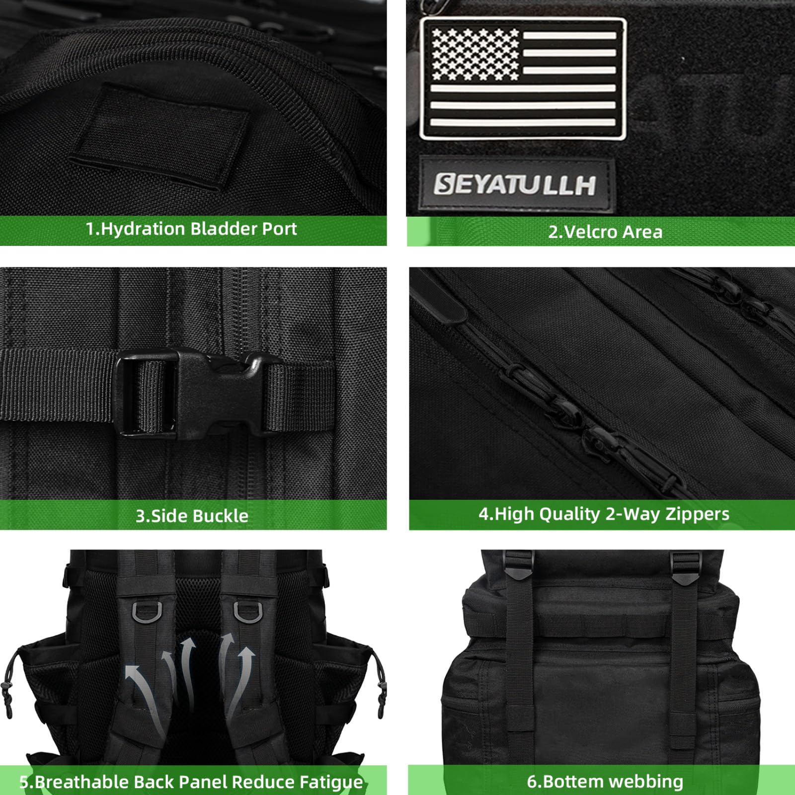 Zaino tattico militare 55L per uomo e donna Borsa d'assalto Molle Zaino da trekking trekking