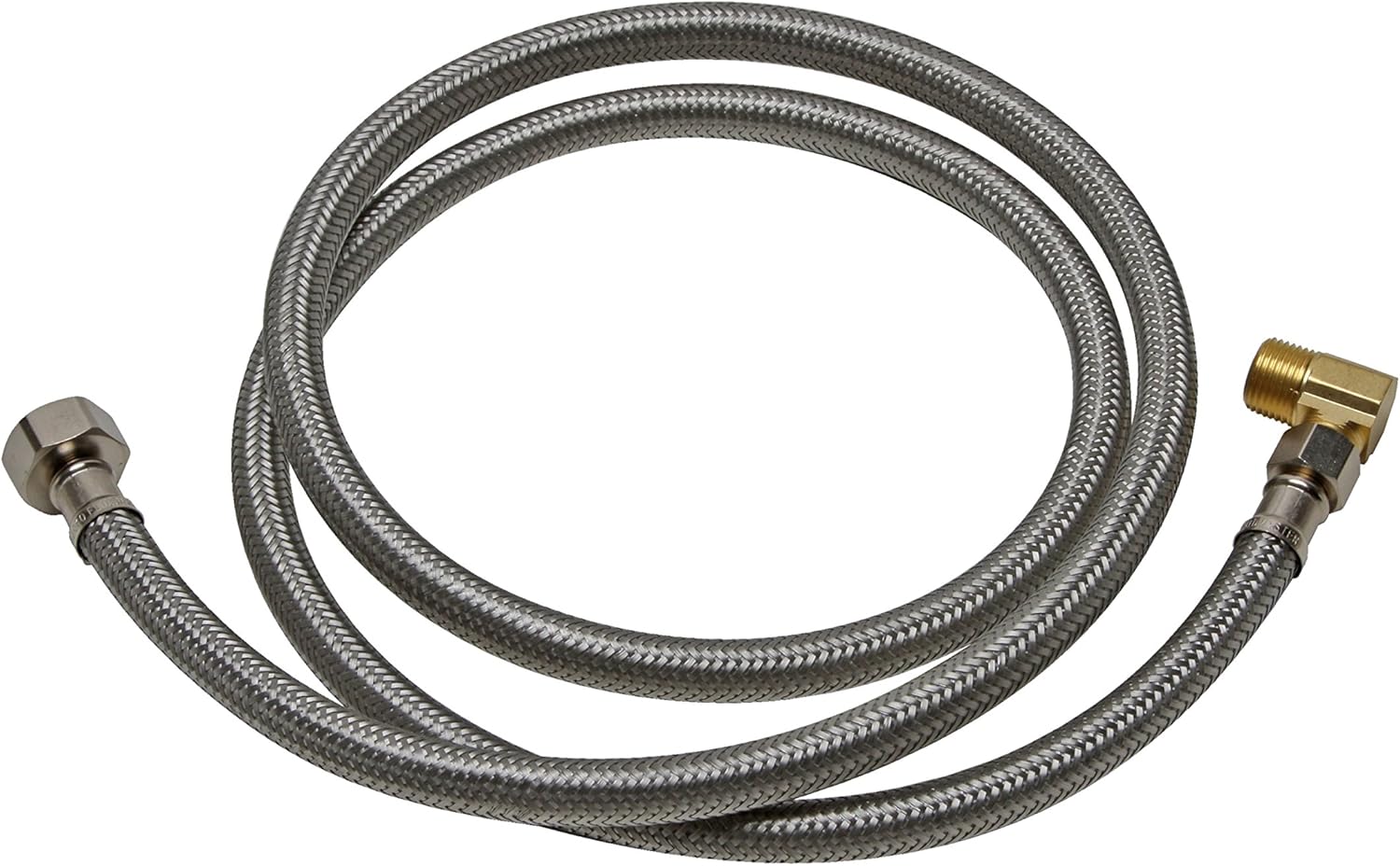 Fluidmaster B1W60 Dishwasher Connector With 3/8-Inch Elbow Fitting, Braided Stainless Steel - 3/8 Female Compression Thread x 1/2 F.I.P. Thread, 5 Ft. (60-Inch) Length