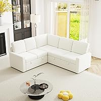 Vista 18 de Aoowow Sofá modular modular con cama extraíble, sofá convertible de pana en forma de U con otomana de almacenamiento, sofás seccionales para sala