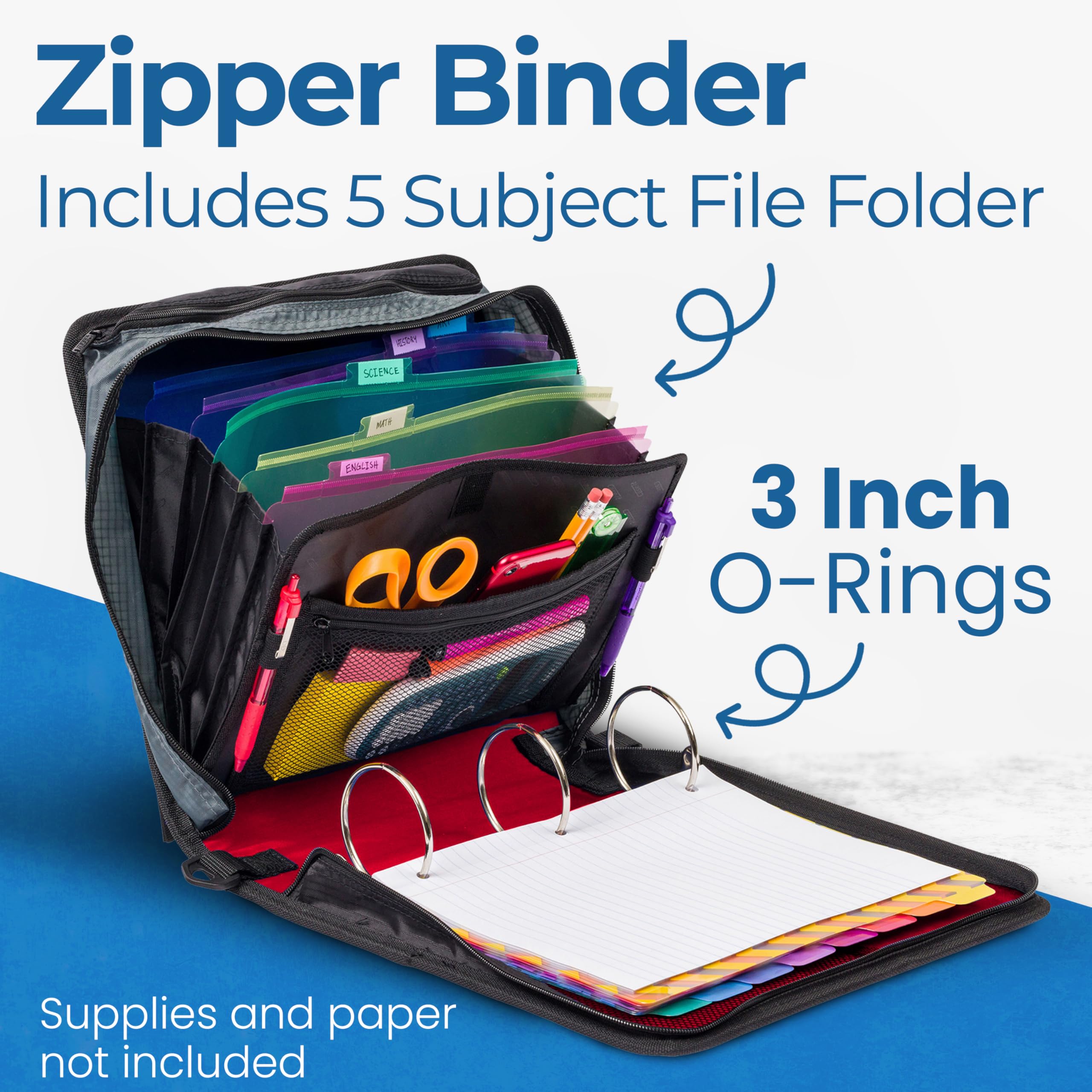 Amazon.com : Case-it Mighty Zip Tab School Zipper Binder | 3-Inch