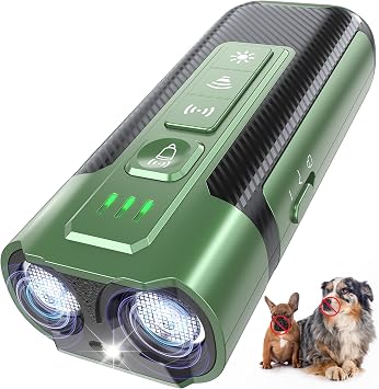 Dog Bark Deterrent Devices-Ultrasonic Anti Barking Device with 50ft Range, Rechargeable No Barking for Own or Neighbors Dogs, Portable Safe for Pets/Humans, Green
