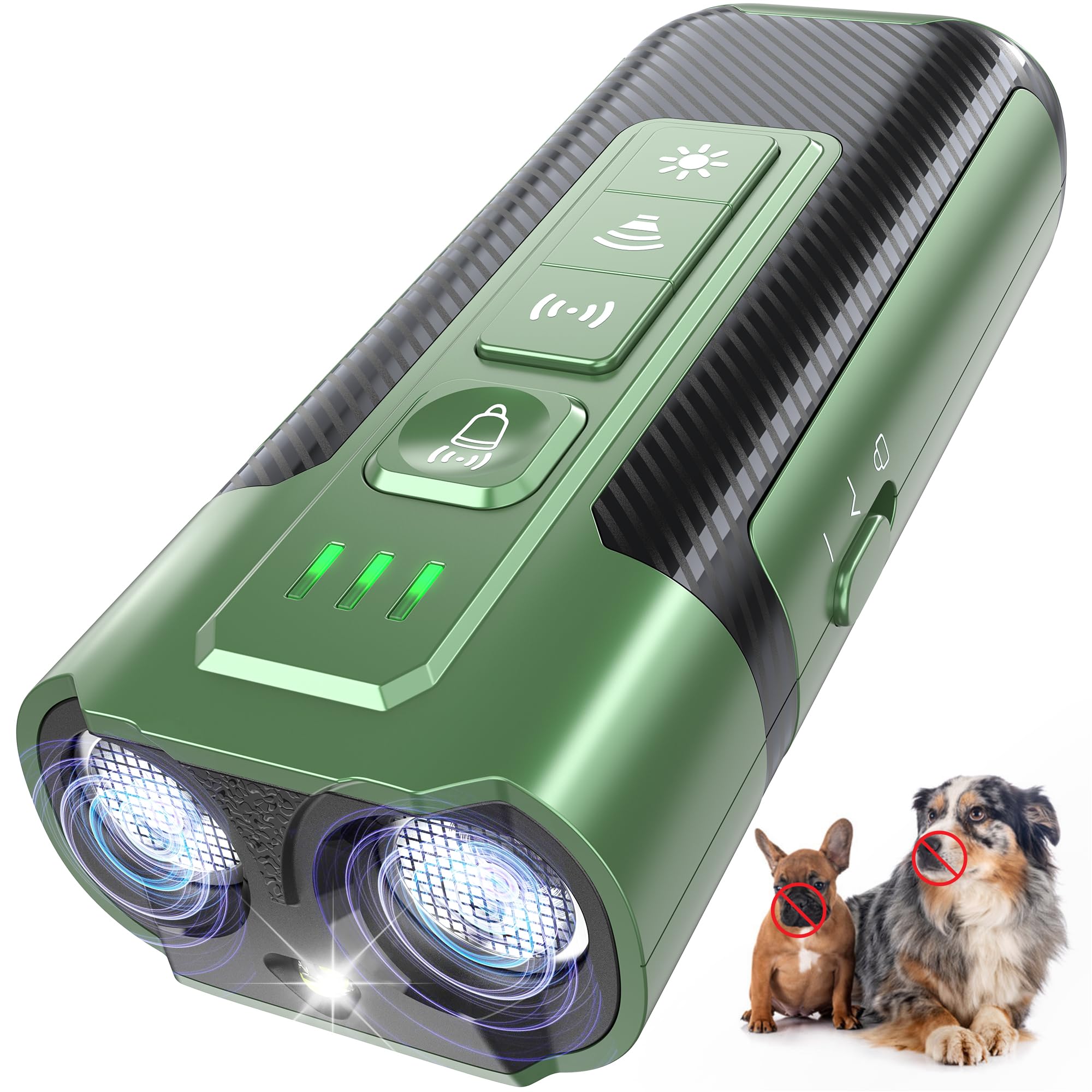 Dog Bark Deterrent Devices-Ultrasonic Anti Barking Device for Dogs with 50ft Range, Rechargeable No Barking Device for Own or Neighbor's Dogs, Portable Safe for Dogs/Humans,Green