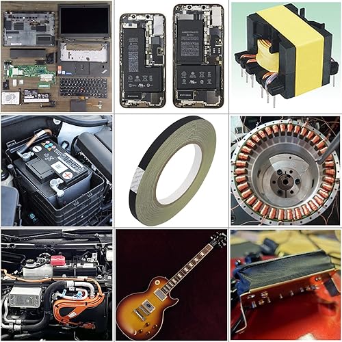 Miniatura 3 de Cinta adhesiva de tela eléctrica negra, 0.5 pulgadas x 100 pies (0.472 in x 98.4 ft), cinta adhesiva de tela de acetato aislante, resistente al