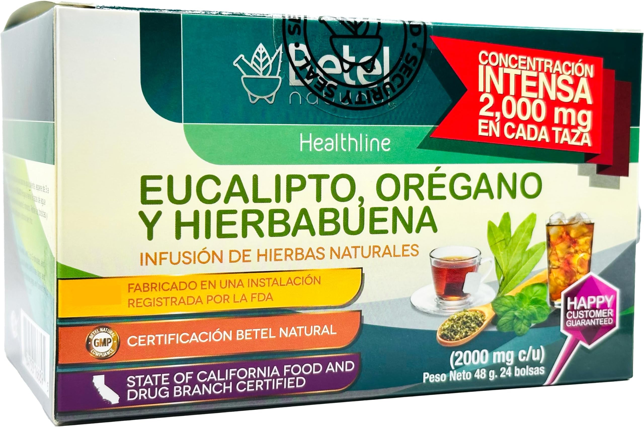 Eucalipto, Oregano, & Hierbabuena Tea by Betel Natural - Healthier Defenses Made Easy - 24 Tea Bags