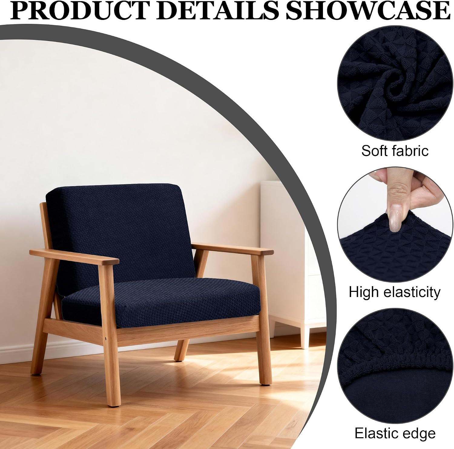 BIETYONE 4Pcs Patio Stretch Cushion Covers,Outdoor Sofa Replacement Cover Slipcovers for Patio Furniture Cushion Covers, Washable Reusable Furniture Protector thumbnail