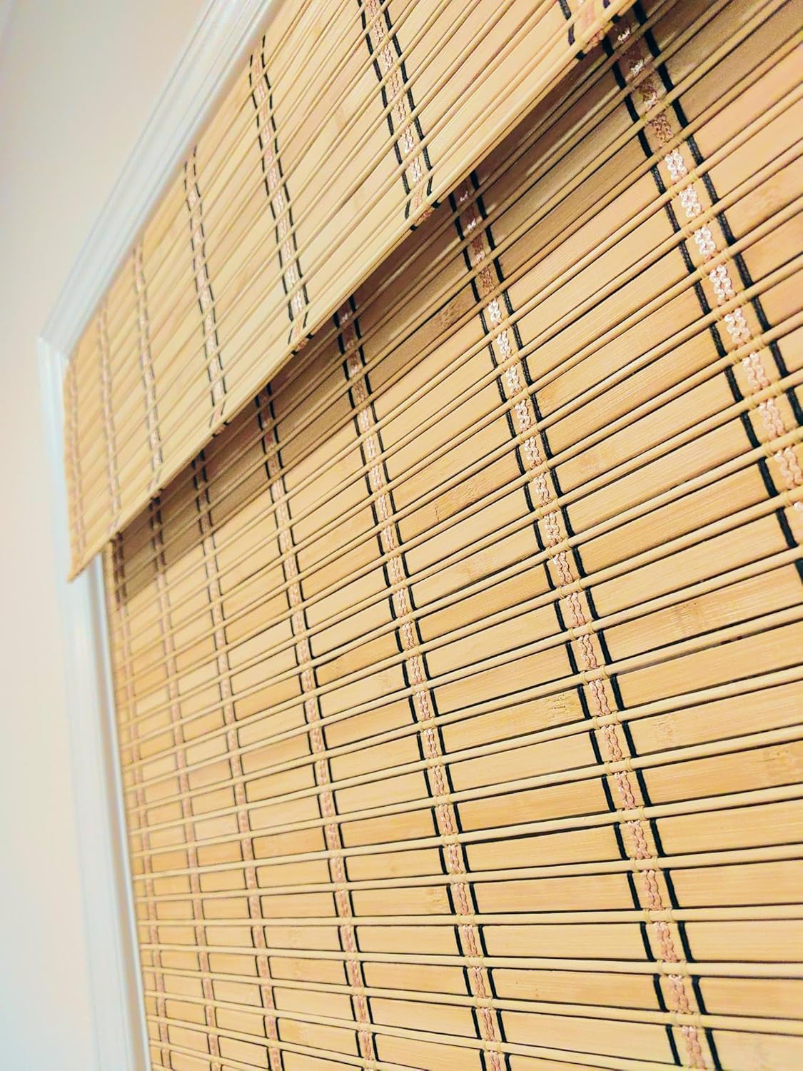 TJ Global Cordless Bamboo Window Blind Sun Shade, Light Filtering Roman Shades (Natural Bamboo, W28 X L64)