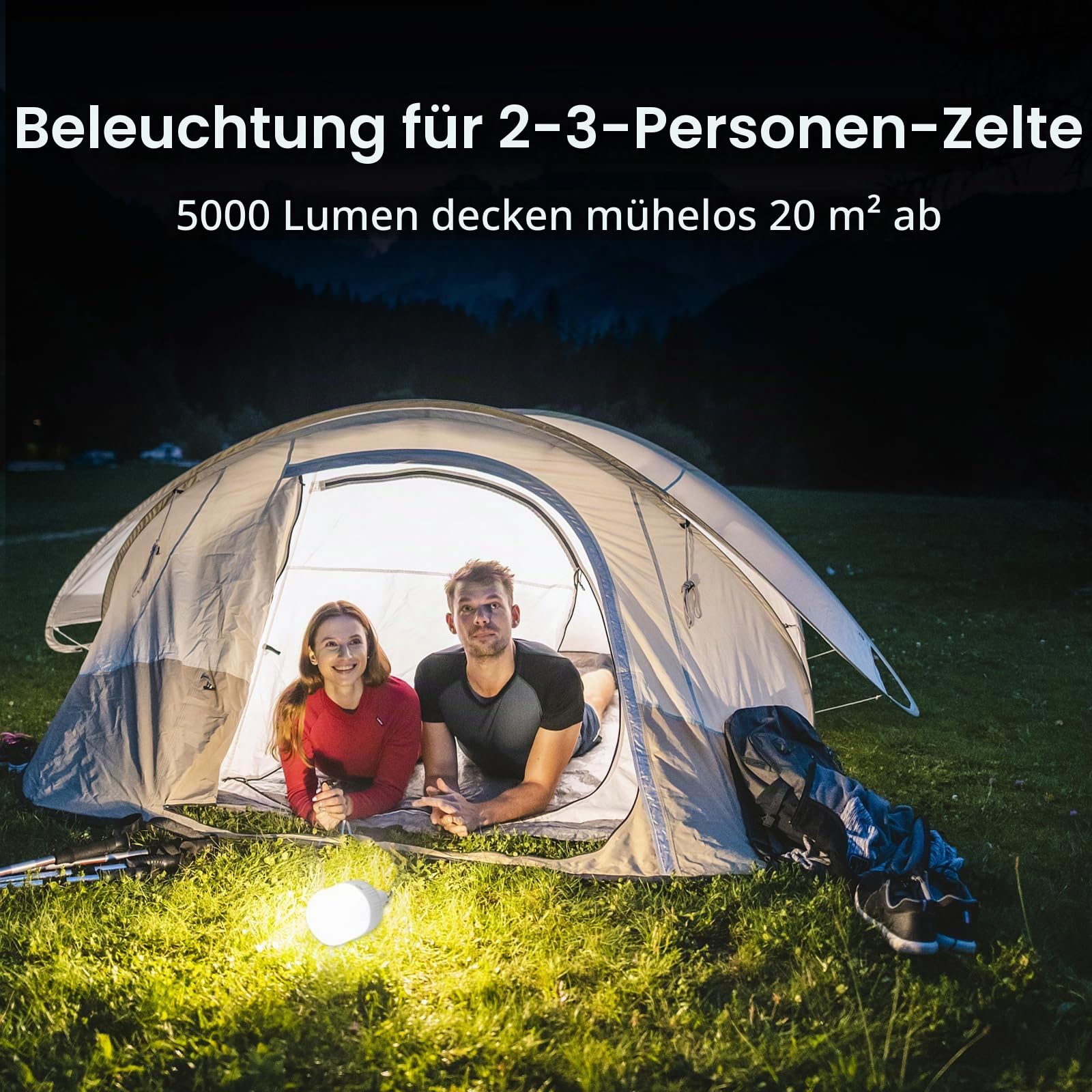 LETOUR 5000Lumen LED Campinglampe, 5 Modi & Aufladbar Camping Licht als Zeltlampe, Notfalllampe und Outdoor