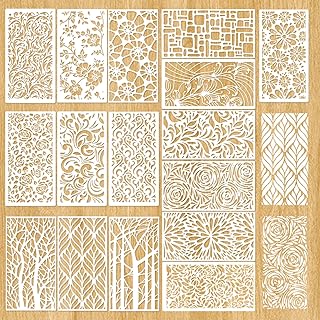 クラフト用テクスチャステンシル 再利用可能 フラワーツリー 葉 つる クラックルプリントステンシル レイヤーステンシル ミックスメディアアートペイント木製壁レンガTシャツファブリックキャンバスカード作成