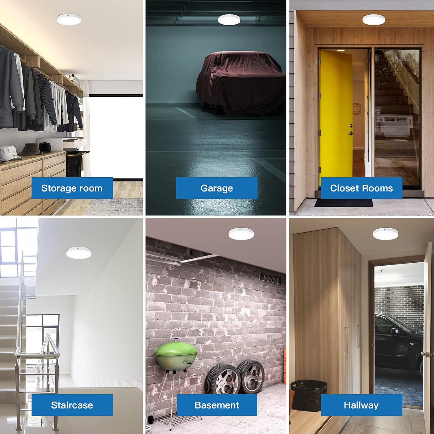 ocioc 8.9 inch Motion Sensor Ceiling Light 18W Hardwired Ultra Thin Flush Mount Lights Fixture High Brightness 6500K Cool White 2 Pack