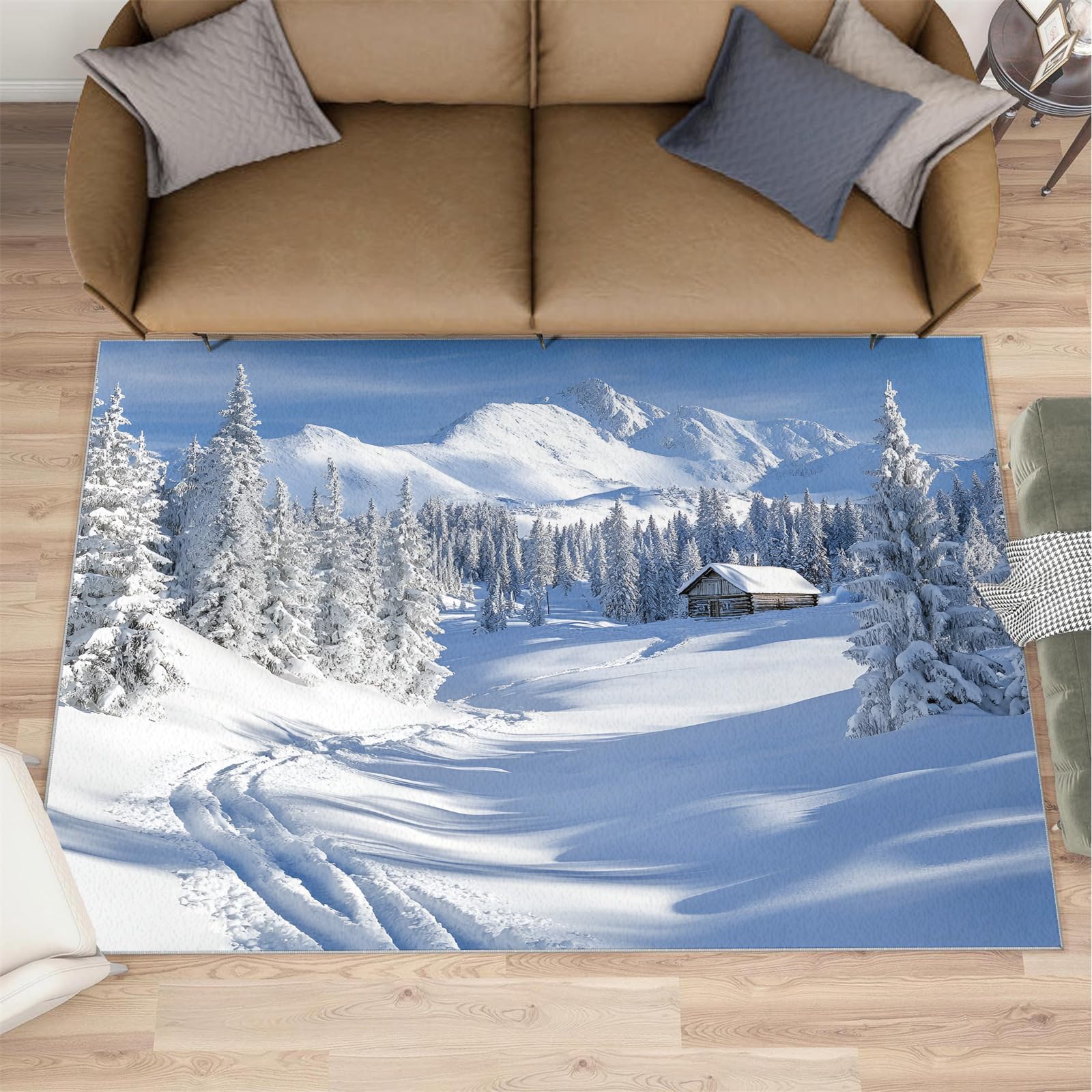 Tapis de salle de jeux d'enfants motif montagne et bois 160x230 cm doux et sain