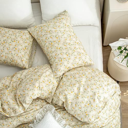 Miniatura 8 de Juego de funda de edredón floral para cama individual, 100% algodón, elegante, floral, tamaño individual, 3 piezas, funda de edredón de algodón