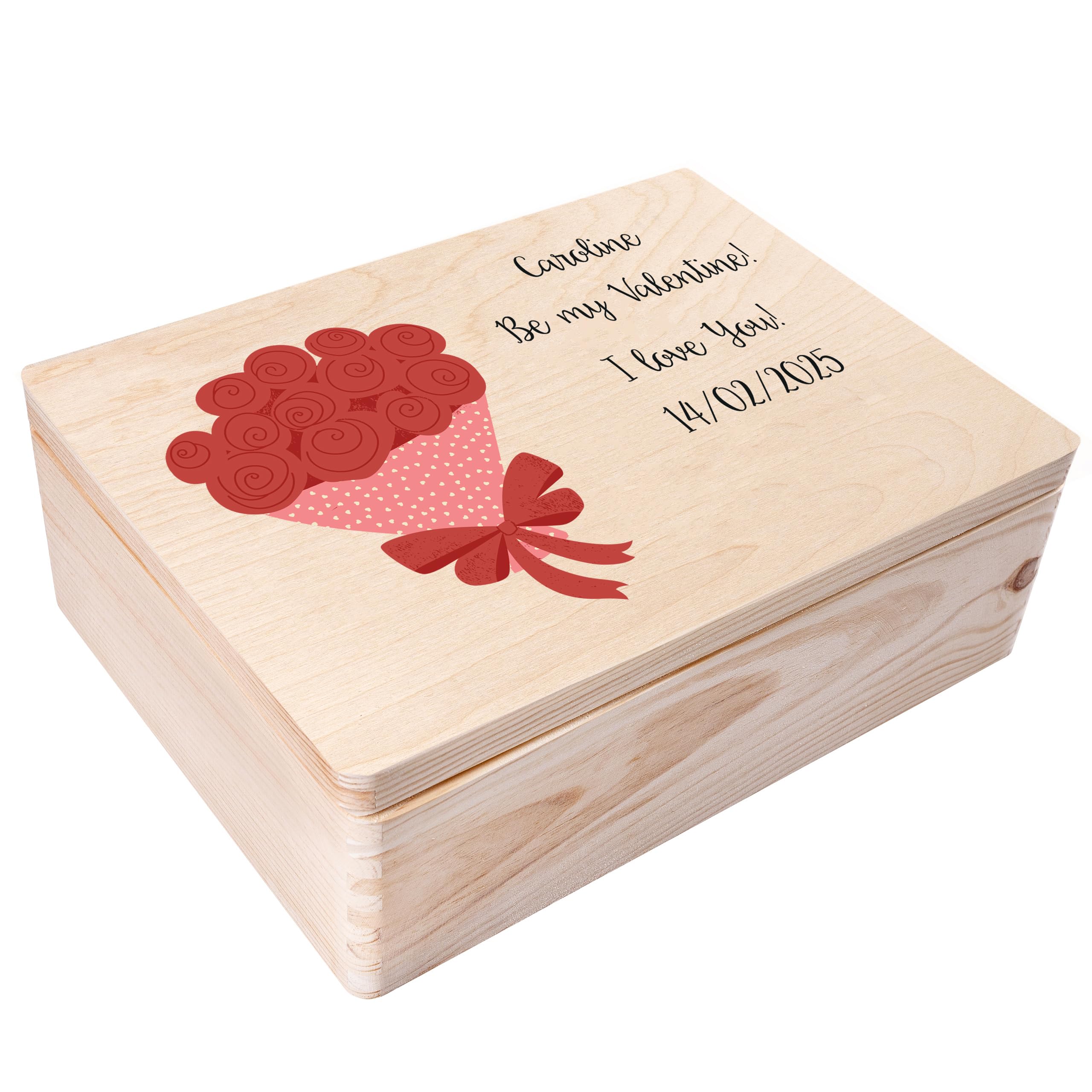 Creative Deco Personalised Valentines Gifts for Her/Him - Bouquet | For Women, Men & Couples | Unique Wish Custom Gift Box | Customised Wooden Storage Box | Perfect as a Keepsake or Decoration