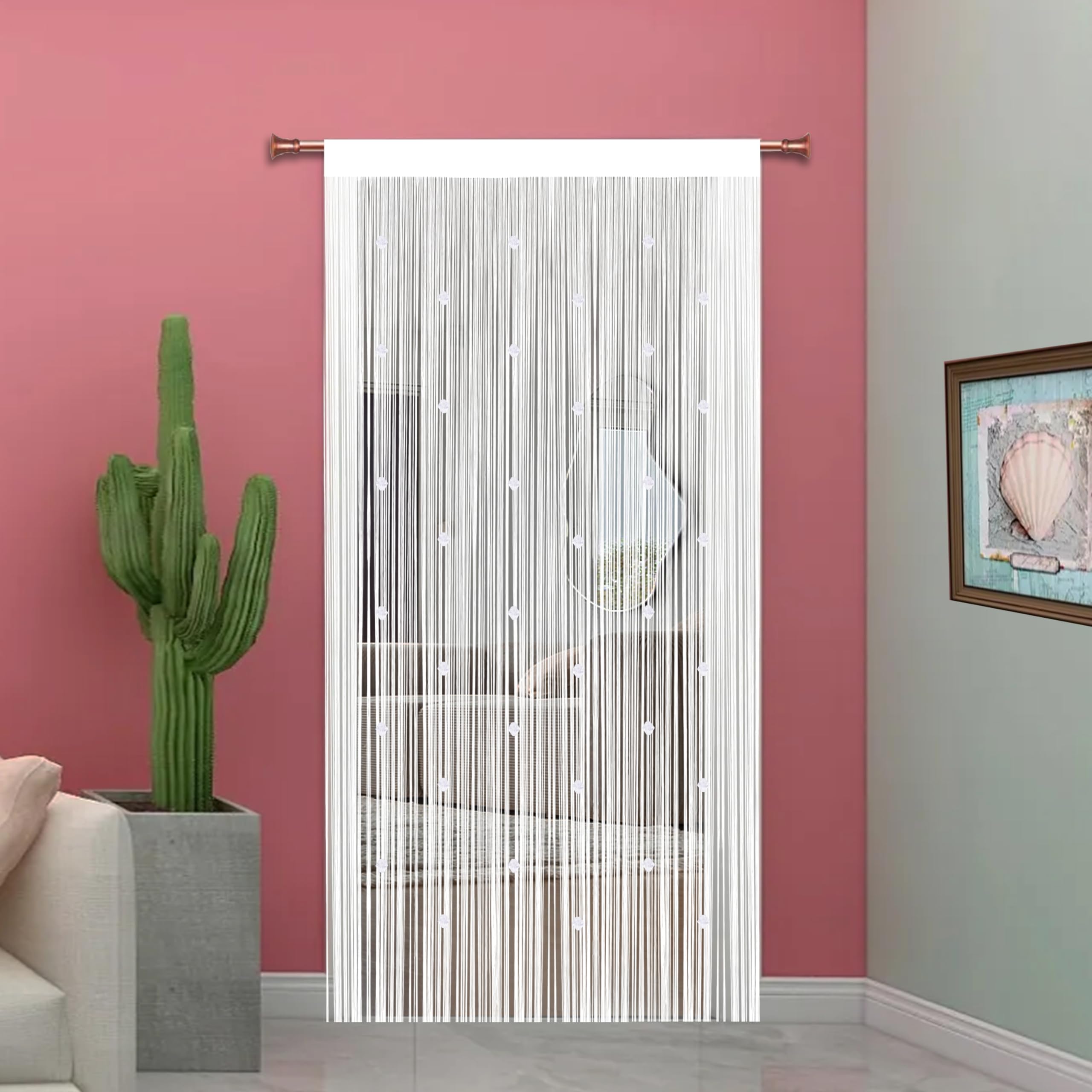 Pantalla De Cortinas Cortina Puerta Exterior para Decoración del Hogar Tiras para Puertas Exteriores Terraza Cortinas Antimoscas Salon Dormitorio (Blanco, 90x200cm)