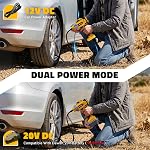 160PSI Cordless Tire Inflator Portable Air Compressor Compatible with Dewalt 20V Battery, LIVOWALNY 12Ft Cord-12V DC-Powered Air Pump with Digital Pressure Gauge, Auto Shut-Off for Car (Tool Only)