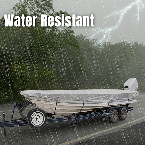 Miniatura 6 de SPORTYOUTH Cubierta para lancha, cubierta para lancha remolcable de 12 a 14 pies, tela Oxford impermeable 210D, anti-UV, a prueba de polvo, ajuste