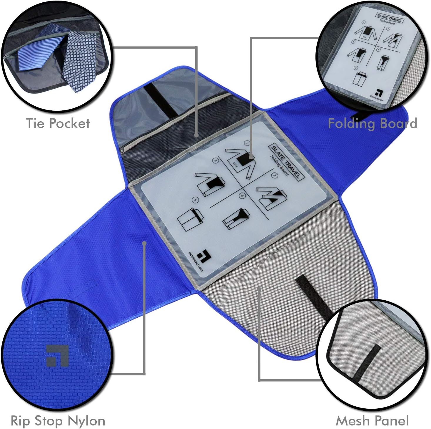 Slate Travel Garment Folder - 17" Packing Folder - Wrinkle Free Luggage Organizer