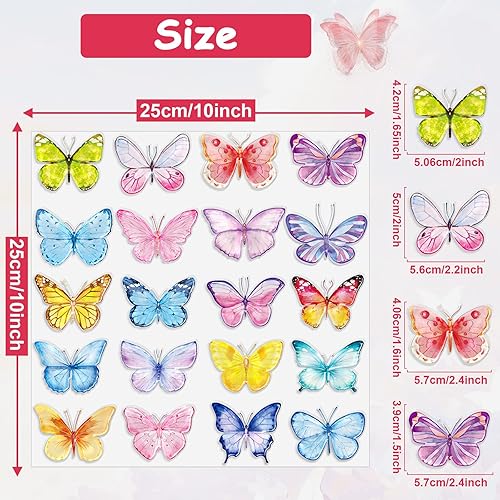Miniatura 2 de 20 calcomanías de gel grueso de mariposa para ventanas, calcomanías de gel para ventana de mariposa para niños pequeños, hogar, avión, aula,
