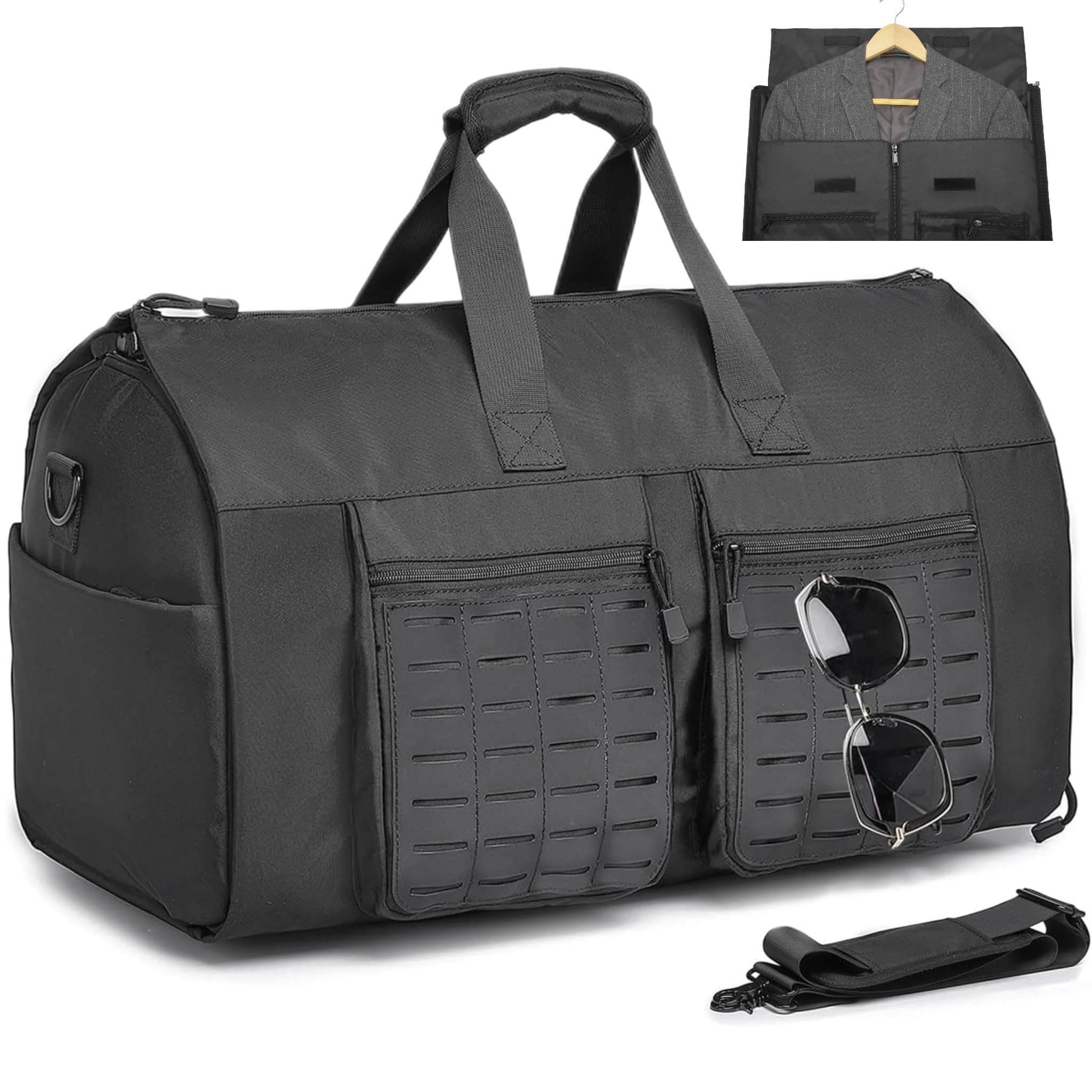 seyfocnia Garment Bags for Travel,Convertible Military Tactical Duffle Bag Gym Duffle Bag with Shoe Compartment Carry on Garment Duffel Bag for Men Women