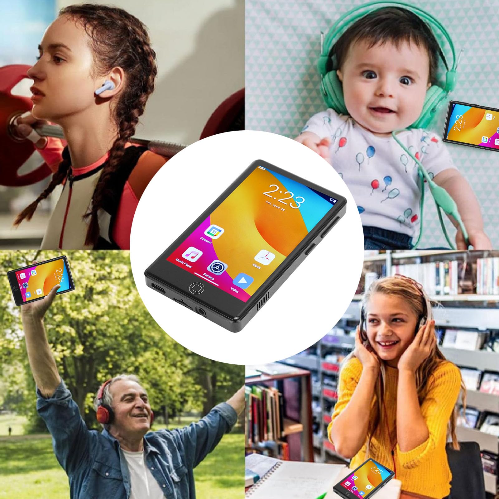 Lettore MP3 da 192GB con Bluetooth e WiFi, Lettore Musicale con Spotify,Deezer,TIKTOK, 4 "Touch Screen Lettore MP3 Android MP4 per Bambini, Altoparlante Integrato 2500mAh