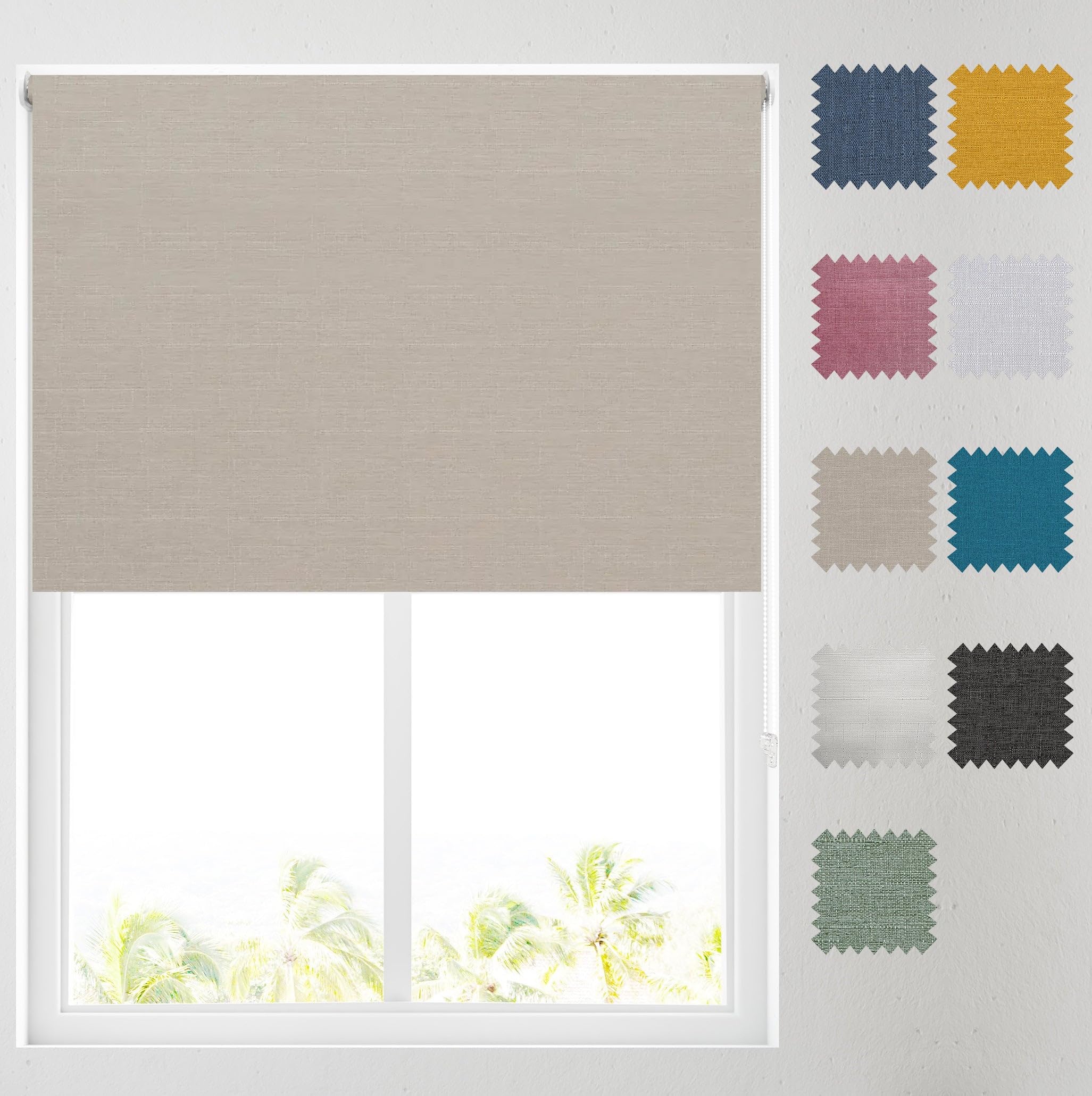 Barnes Blinds And Interiors Natural Barnes Blinds - Quebec Textured Blackout Roller Blinds For Windows, Custom Cut To Size - Durable Fittings, Easy Fit ( 61Cm)
