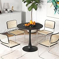 Vista 2 de GOFLAME 31.5” Modern Round Dining Table, Tulip Table with Metal Top and Base, Small Pedestal Table with Anti-Slip PP Ring, Bistro Table for Dining