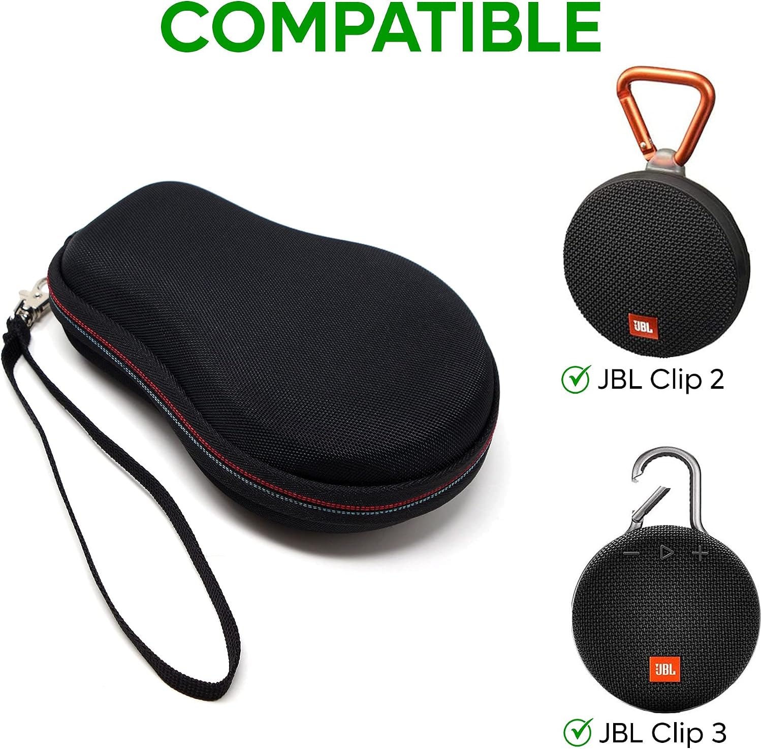 ElloGear Estojo rígido de viagem para JBL Clip 3, alto-falante Bluetooth sem fio à prova d'água JBL Clip 2, estojo de armazenamento para cabo USB e carregador - preto, Preto/branco, elegante ElloGear Estojo rígido de viagem para JBL Clip 3, alto-falante Bluetooth sem fio à prova d'água JBL Clip 2, estojo de armazenamento para cabo USB e carregador - preto, Preto/branco, elegante