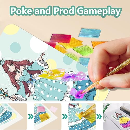 Miniatura 5 de Jokvaex Arte de tela para niños, rompecabezas de hada de princesa 6 en 1, pintura de punción para niños, 6 formas de jugar, kits de arte poke para