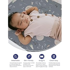 TotAha Space Crib Fitted Sheet, Super Stretchy Jersey Star Crib Sheets, Buttery Soft Boy Crib Mattress Sheets, Ultra Breathable Baby Bed Sheets 28x52x9 Extra Deep Pocket, 2 Pack