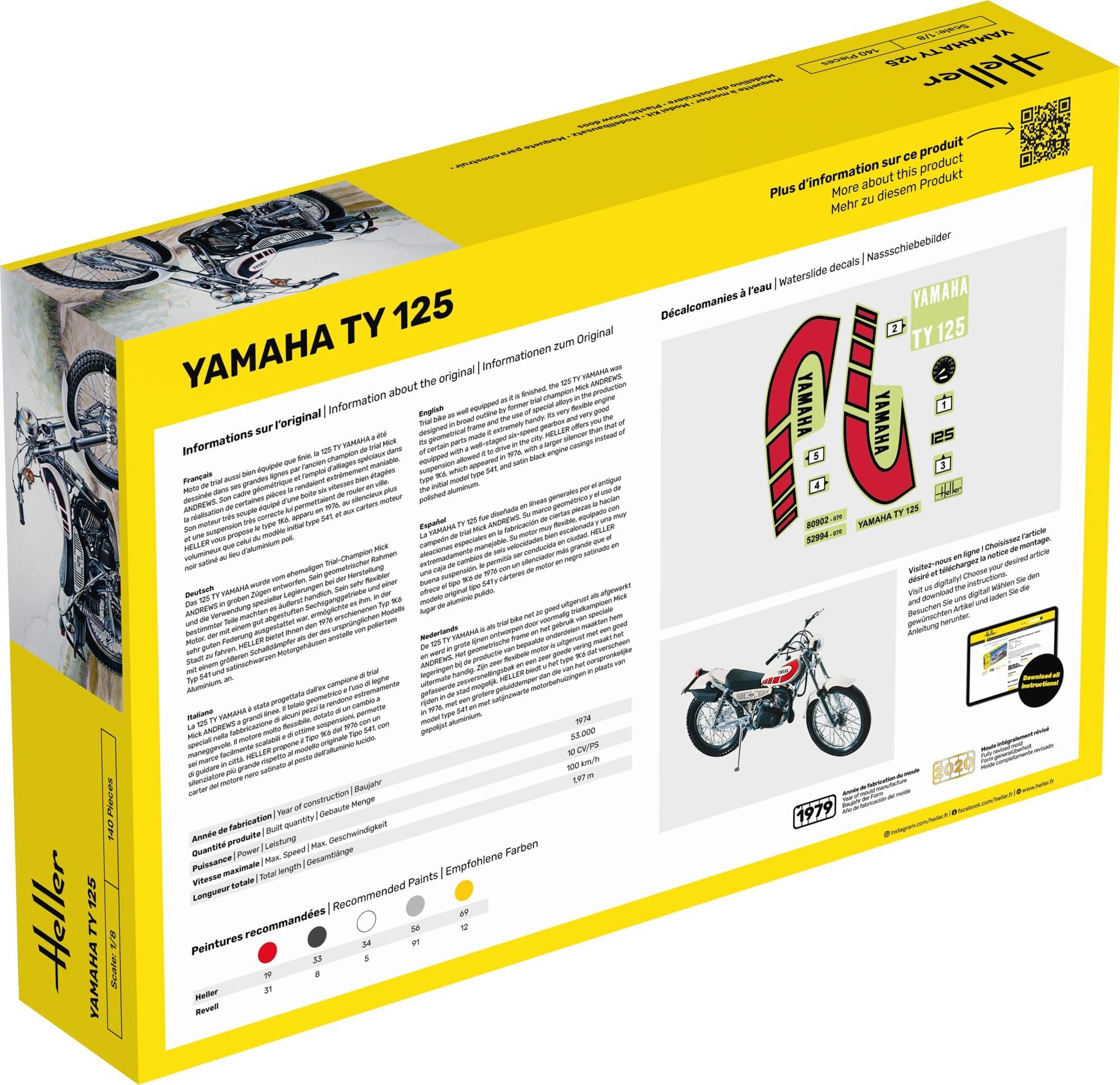 Heller HEL80902 1:8-Yamaha TY 125 Plastic Model kit, Schwarz, Mittel - Image 2