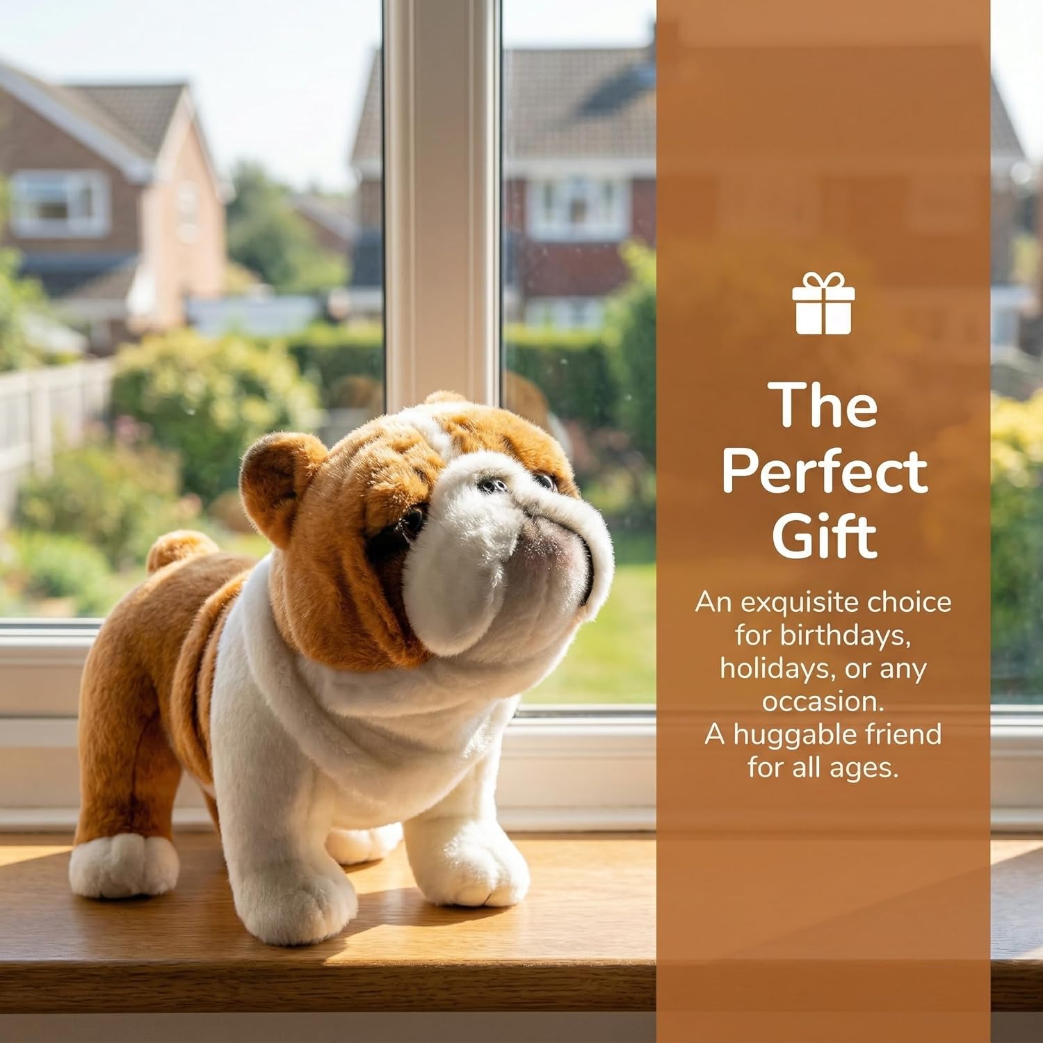 ZHONGXIN MADE Simulation Bulldog Plush Toy - Realistic 12" Standing English Bulldog Pet Dog Stuffed Animal Cute Dog Puppy Plushie Toy, Unique Plush Gift Collection for Kids