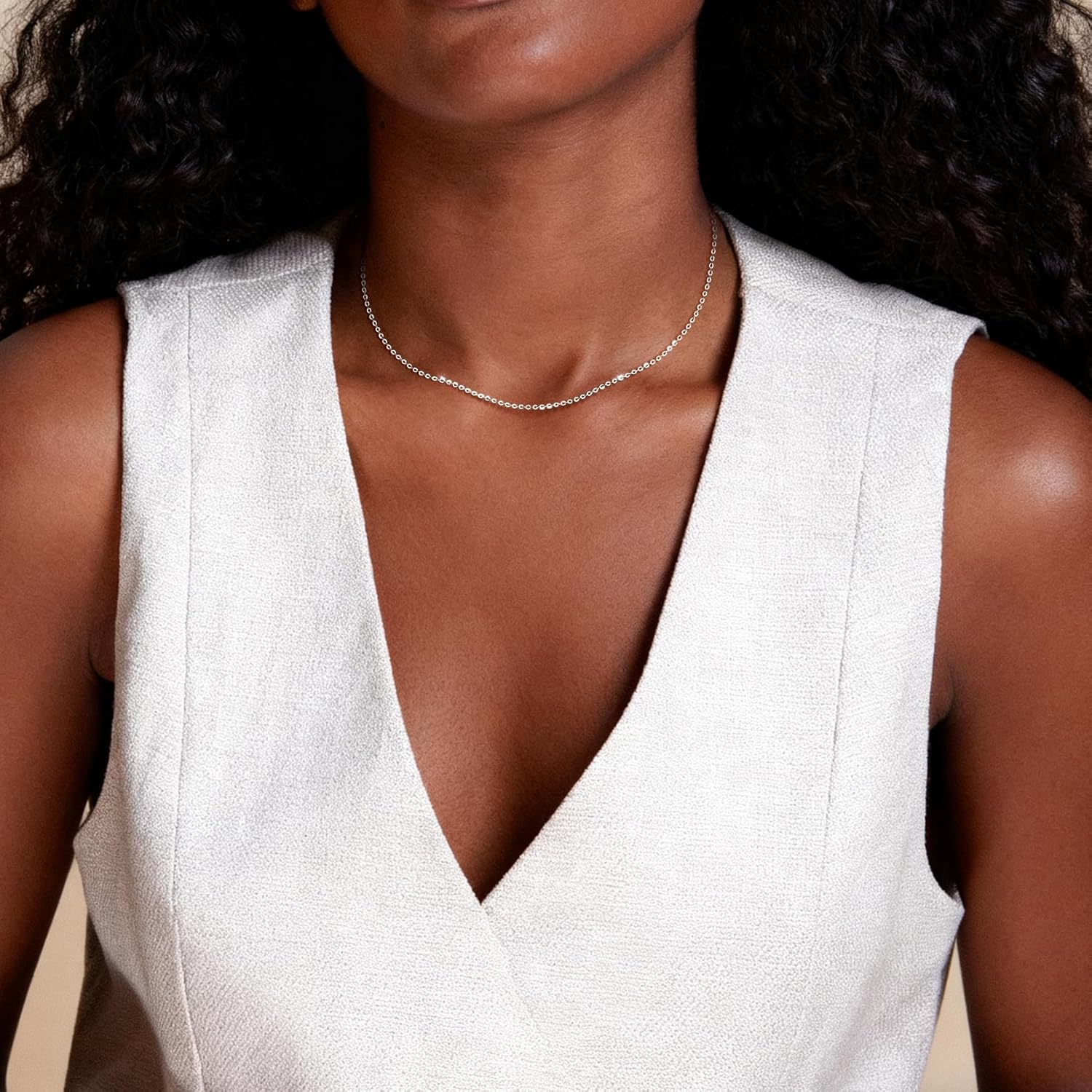 925 Sterling Silver Necklace Silver Chain Necklace for Women Simple 16/18/20 inch Satellite Chain Dainty Necklace for Women Waterproof Trendy Jewelry Gift - Image 8