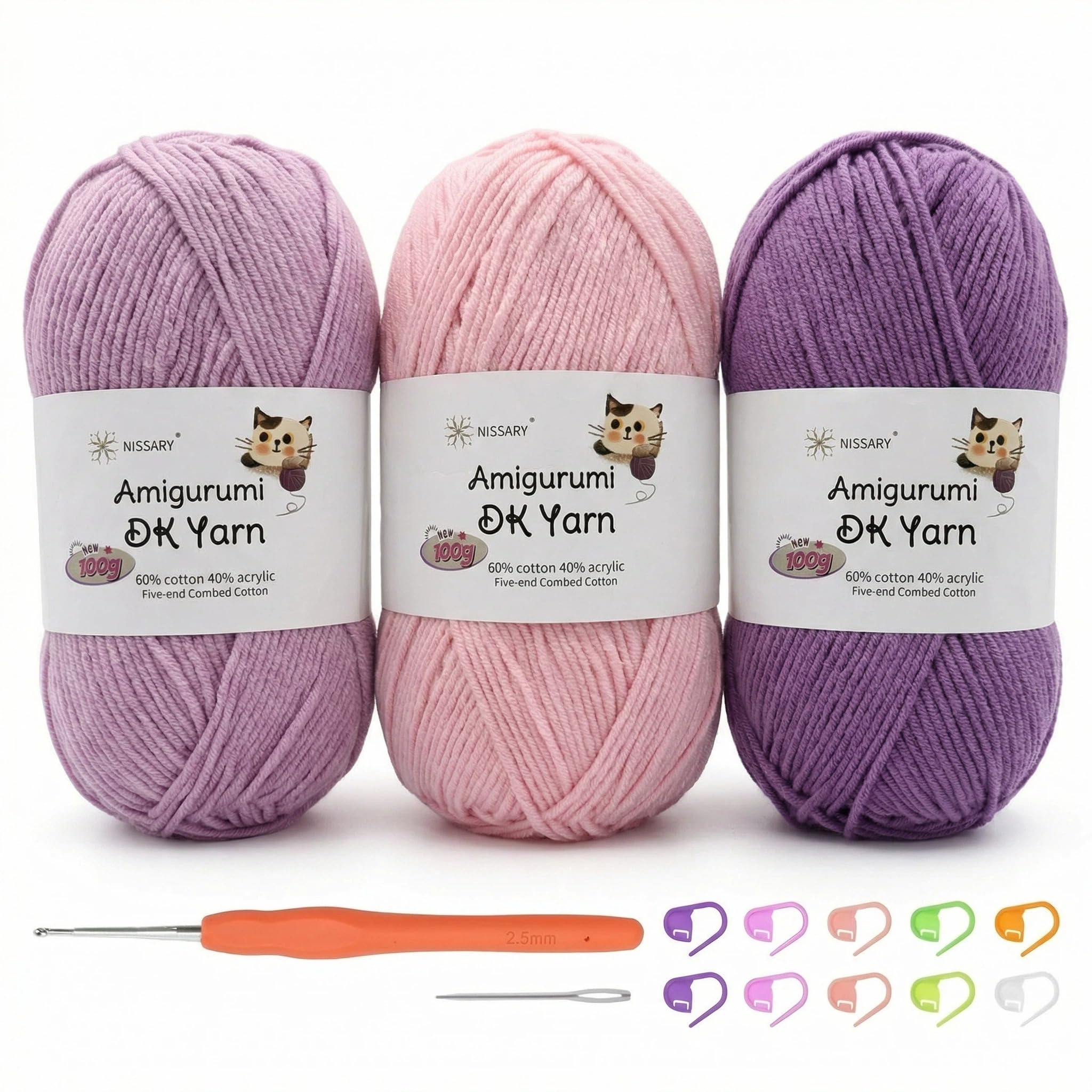 Häkelgarn,100g Baumwoll-DK-Garn 60% Baumwolle, 40% Acryl