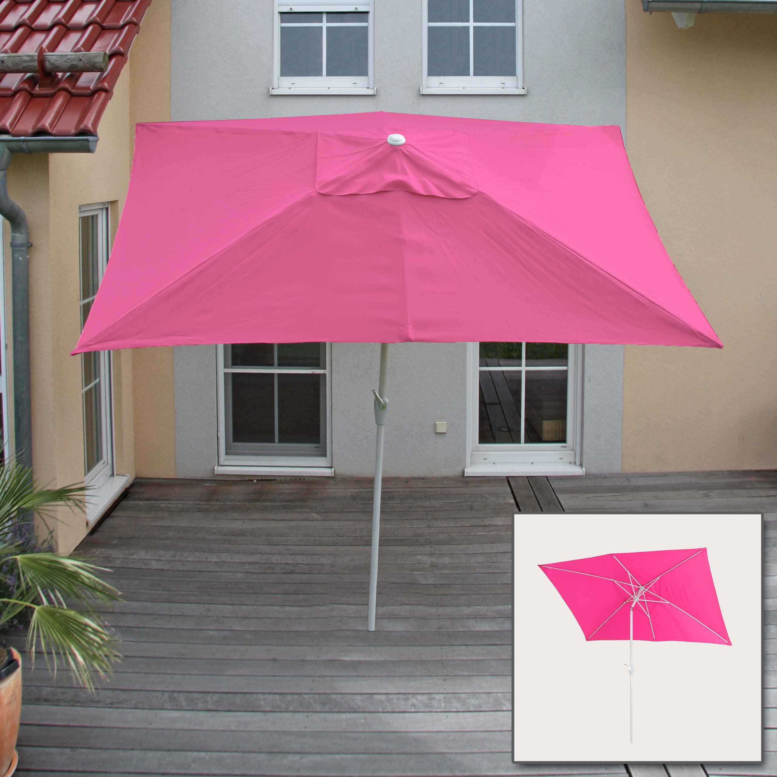 Mendler Sonnenschirm N23, Gartenschirm, 2x3m rechteckig neigbar, Polyester/Alu 4,5kg UV-Schutz 50+
