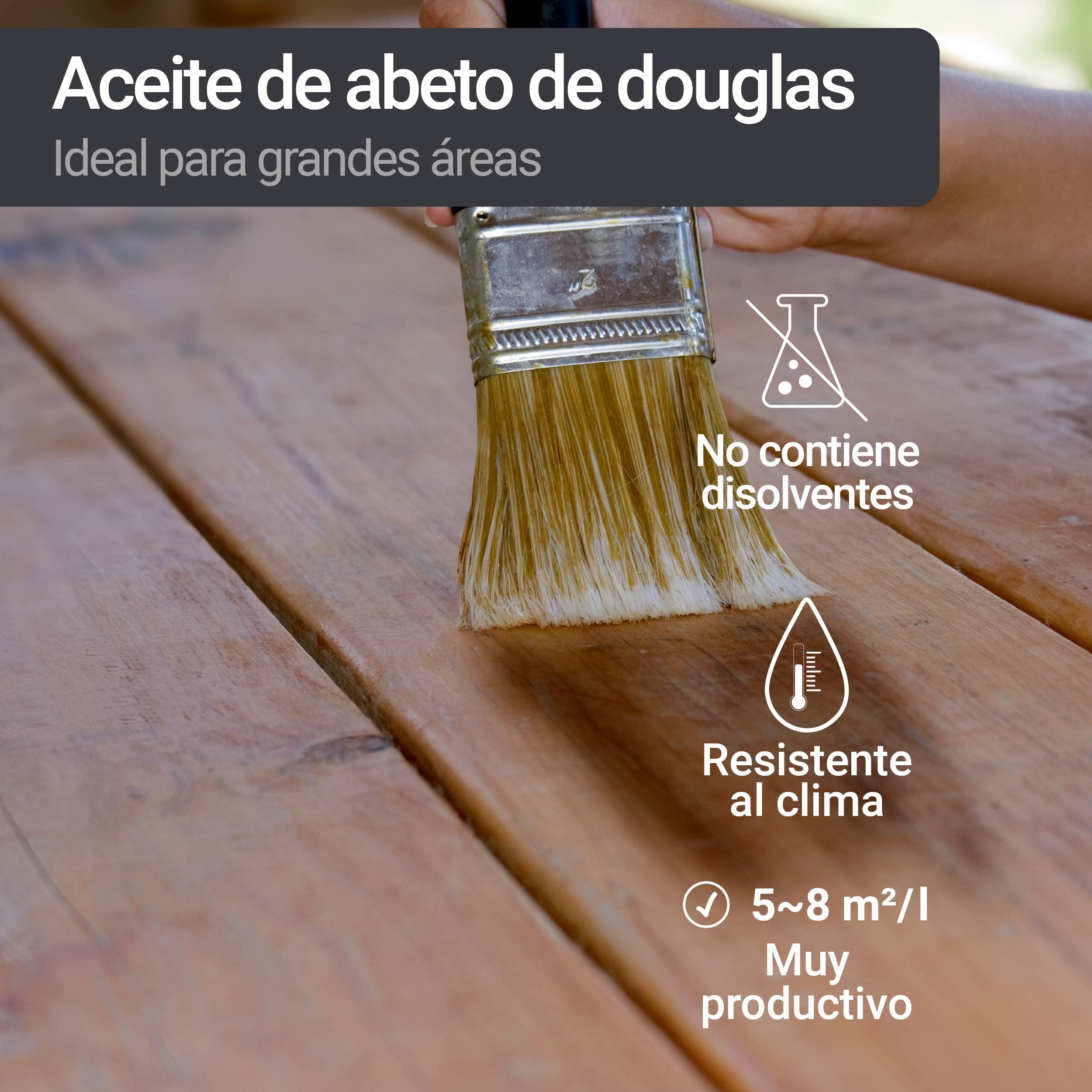 WO-WE Aceite de Abeto Douglas natural protección antiagrisado de madera exterior W291-10L